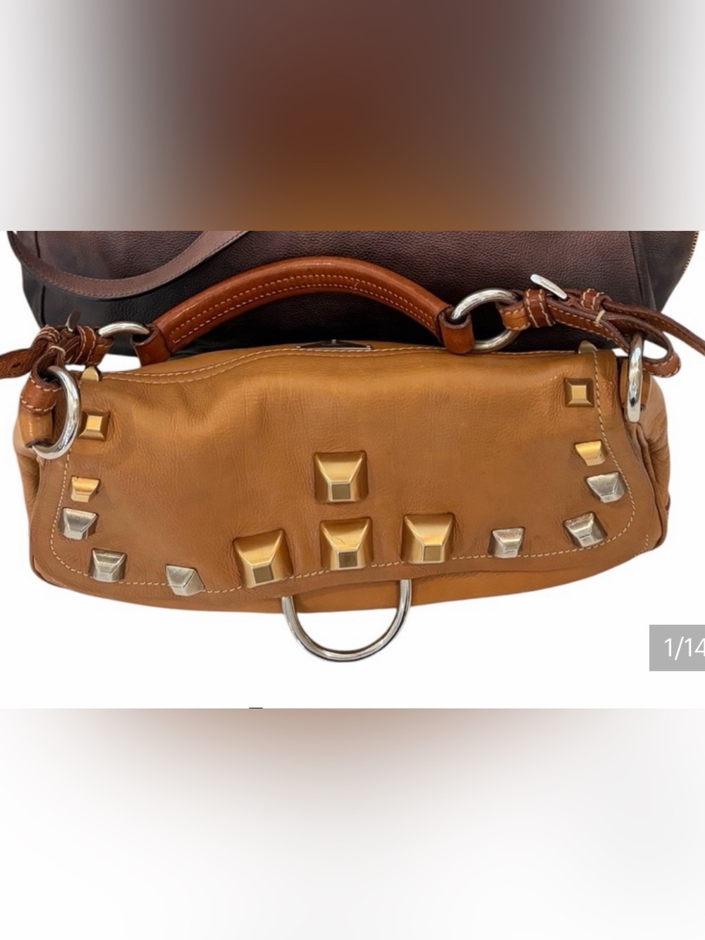PRADA VITELLO DAINO LEATHER BAG - Picture 8 of 8